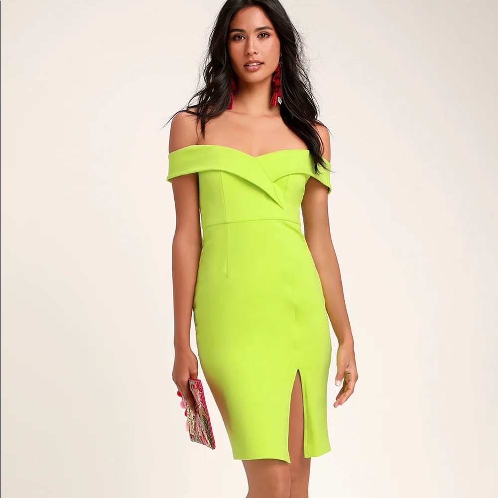 Lulus classic glam lime green dress